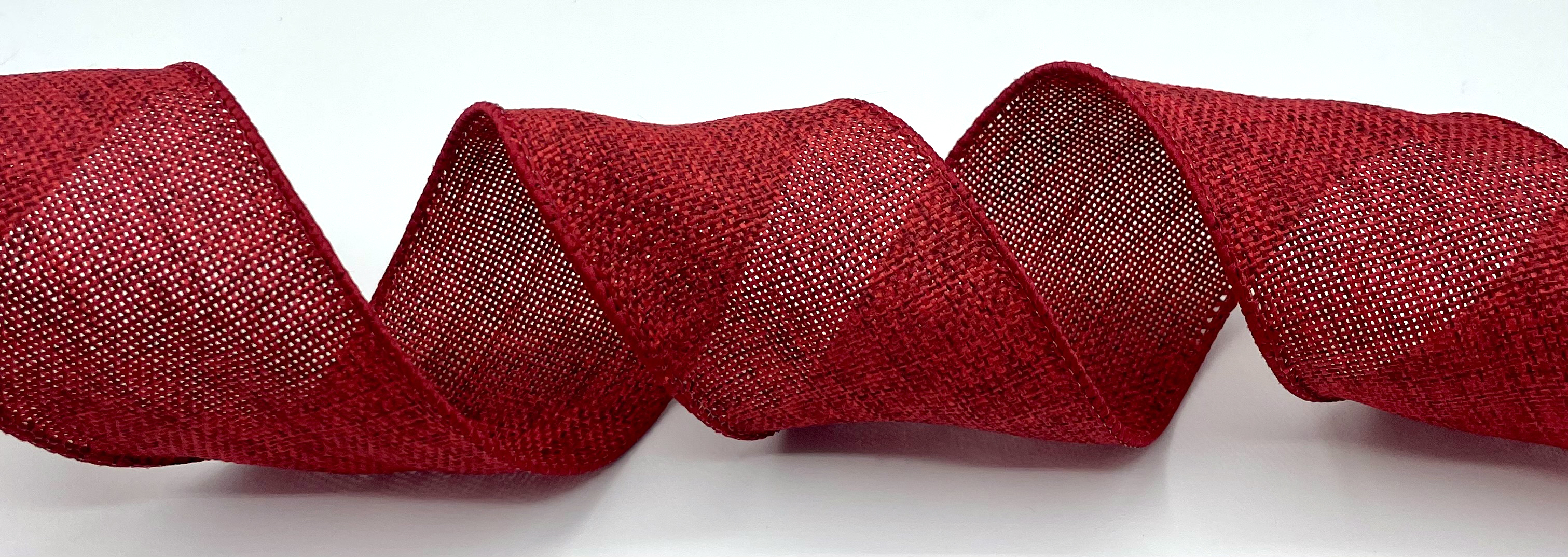 #40 Wired Burlap Ribbon, 50 Yards - Red